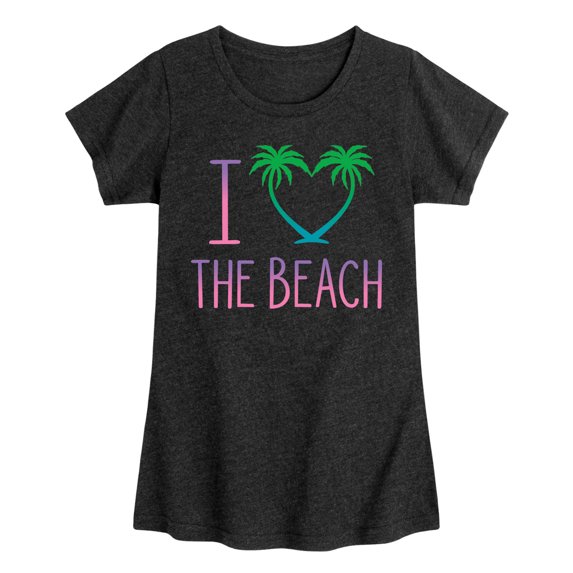 Instant Message - I Heart the Beach - Youth Girls Fitted Short Sleeve T-Shirt