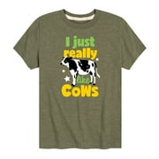 Instant Message - I Just Really Like Cows - Toddler And Youth Short Sleeve Graphic T-Shirt