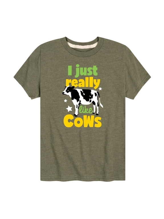 - I Just Really Like Cows Boys' Short Sleeve Graphic T-Shirt