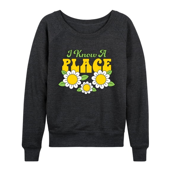 Instant Message - I Know A Place Flowers - Women's Lightweight French Terry Long Sleeve Shirt