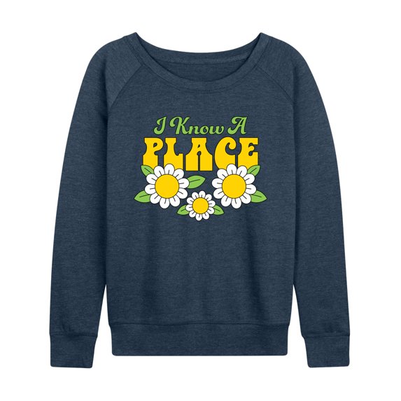Instant Message - I Know A Place Flowers - Women's Lightweight French Terry Long Sleeve Shirt