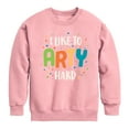 thumbnail image 1 of Instant Message - I Like To Arty Hard - Toddler & Youth Crewneck Fleece Sweatshirt, 1 of 4