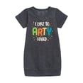 thumbnail image 1 of Instant Message - I Like To Arty Hard - Toddler & Youth Girls Fleece Dress, 1 of 4
