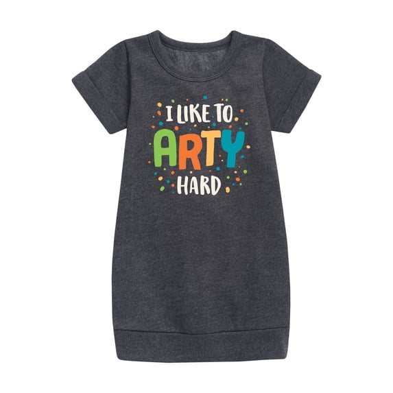 Instant Message - I Like To Arty Hard - Toddler & Youth Girls Fleece Dress