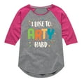thumbnail image 1 of Instant Message - I Like To Arty Hard - Toddler & Youth Girls Raglan Graphic T-Shirt, 1 of 4