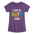 thumbnail image 1 of Instant Message - I Like To Arty Hard - Toddler & Youth Girls Short Sleeve Graphic T-Shirt, 1 of 5