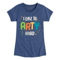 thumbnail image 1 of Instant Message - I Like To Arty Hard - Toddler & Youth Girls Short Sleeve Graphic T-Shirt, 1 of 5