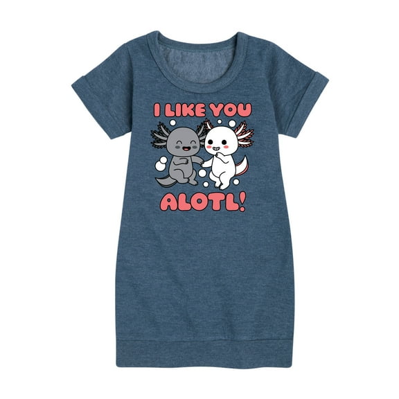 Instant Message - I Like You Alotl - Toddler And Youth Girls Fleece Dress