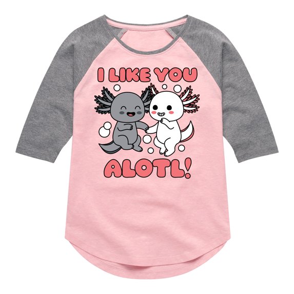 Instant Message - I Like You Alotl - Toddler And Youth Girls Raglan Graphic T-Shirt