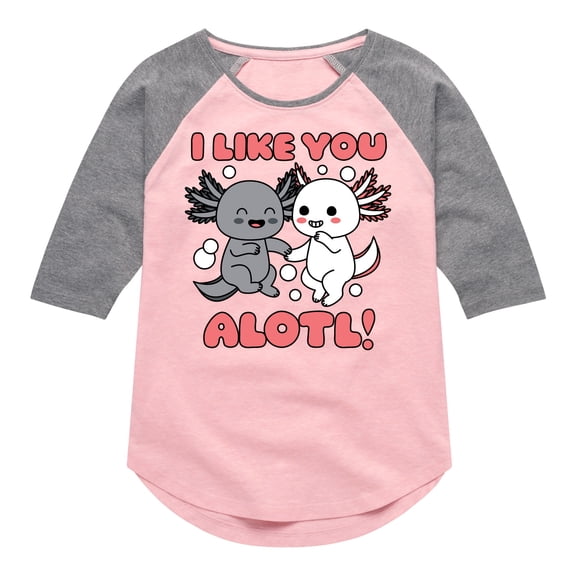 Instant Message - I Like You Alotl - Toddler And Youth Girls Raglan Graphic T-Shirt