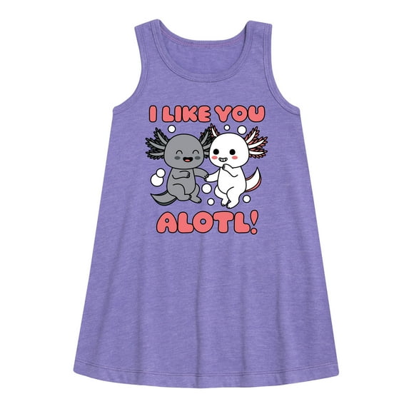 Instant Message - I Like You Alotl - Toddler and Youth Girls A-line Dress