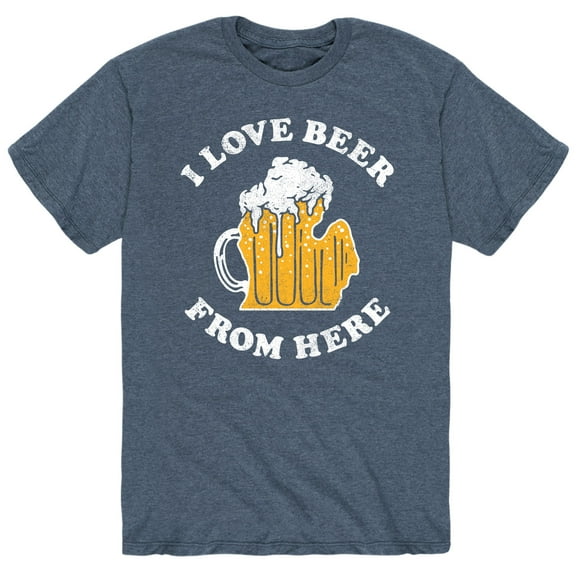 Instant Message - I Love Beer From Here Michigan - Men's Short Sleeve Graphic T-Shirt