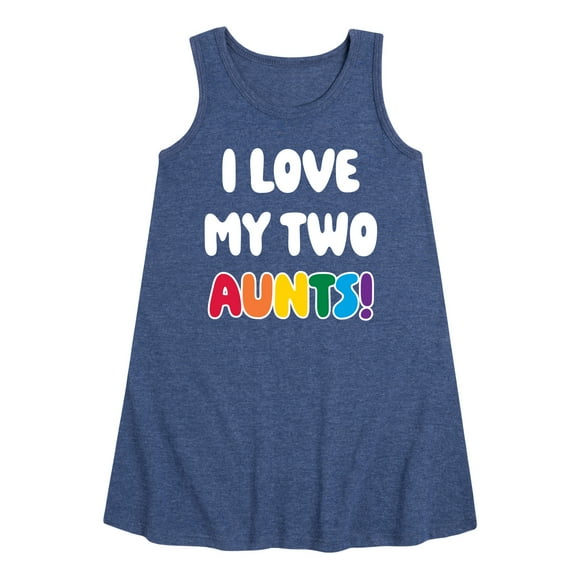 Instant Message - I Love My Two Aunts - Girls Aline Dress