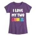 thumbnail image 1 of Instant Message - I Love My Two Aunts - Girls Fitted Short Sleeve Tee, 1 of 6