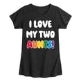 thumbnail image 1 of Instant Message - I Love My Two Aunts - Girls Fitted Short Sleeve Tee, 1 of 6