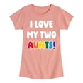 thumbnail image 1 of Instant Message - I Love My Two Aunts - Girls Fitted Short Sleeve Tee, 1 of 6