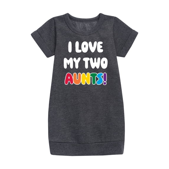 Instant Message - I Love My Two Aunts - Girls Ss Fleece Dress