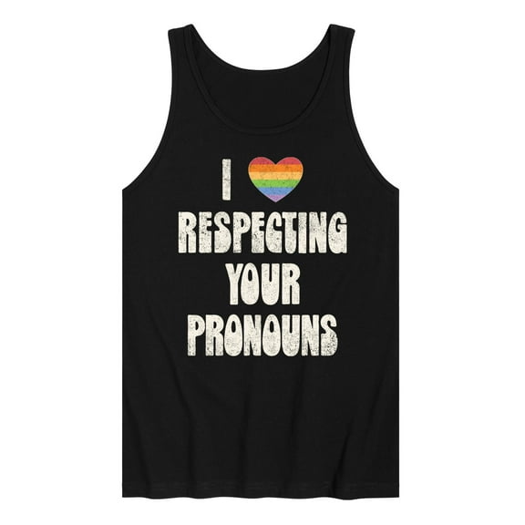 Instant Message - I Love Respecting Your Pronouns - LGBT Pride Ally - Men's Jersey Tank Top