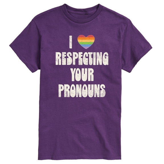 Instant Message - I Love Respecting Your Pronouns - LGBT Pride Ally - Men's Short Sleeve Graphic T-Shirt