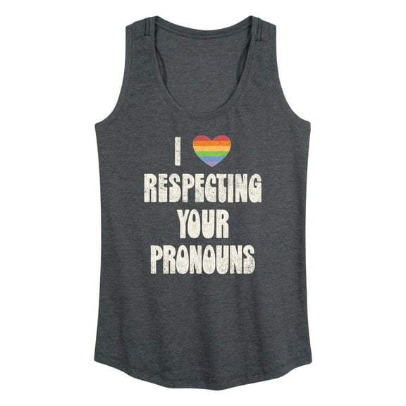 Instant Message - I Love Respecting Your Pronouns - LGBT Pride Ally - Women's Racerback Tank Top