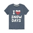 thumbnail image 1 of Instant Message - I Love Snow Days - Youth Short Sleeve Tee, 1 of 5