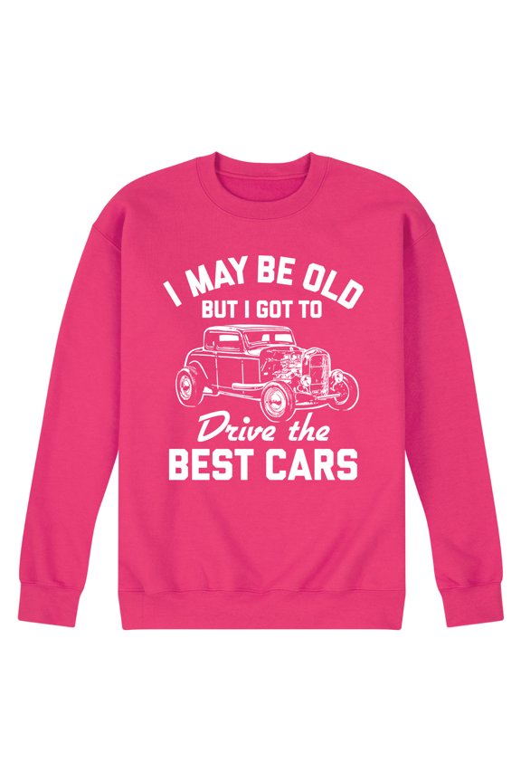 - I May Be Old Drive Best Cars - Men's Crew Neck Fleece Pullover
