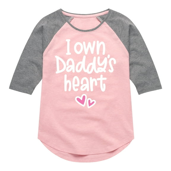 Instant Message - I Own Daddy's Heart - Toddler & Youth Girls Raglan Graphic T-Shirt