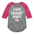 thumbnail image 1 of Instant Message - I Own Daddy's Heart - Toddler & Youth Girls Raglan Graphic T-Shirt, 1 of 6