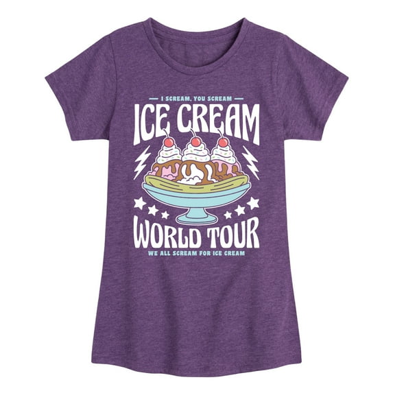 Instant Message - I Scream, You Scream - Ice Cream World Tour - Toddler & Youth Girls Short Sleeve Graphic T-Shirt