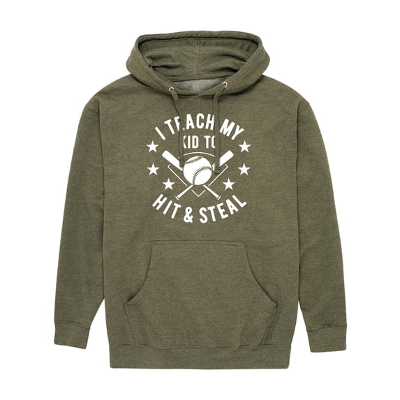 Instant Message - I Teach My Kid To Hit And Steal - Men's Pullover Hooded Fleece Sweatshirt