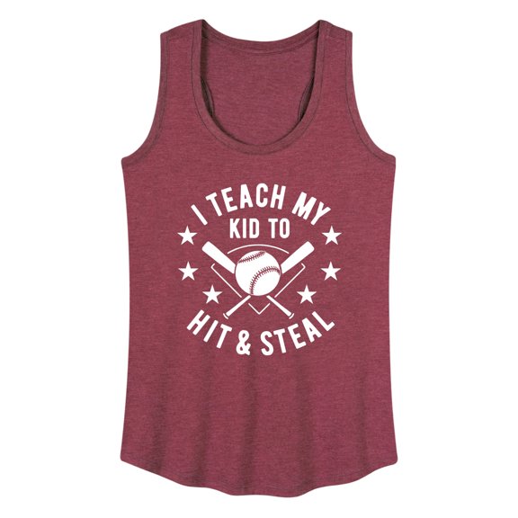 Instant Message - I Teach My Kid To Hit And Steal - Women's Racerback Tank Top