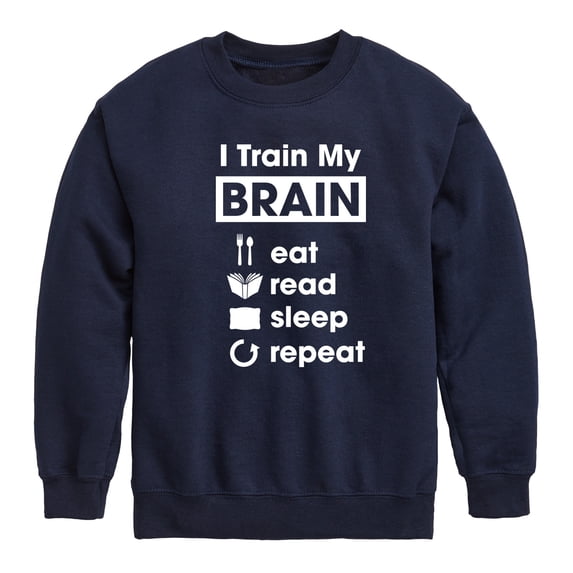 Instant Message - I Train My Brain - Toddler & Youth Crewneck Fleece Sweatshirt