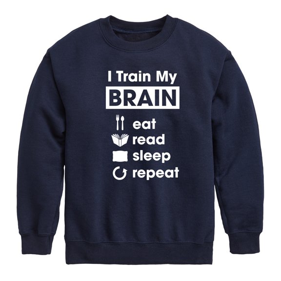 Instant Message - I Train My Brain - Toddler & Youth Crewneck Fleece Sweatshirt