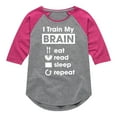thumbnail image 1 of Instant Message - I Train My Brain - Toddler & Youth Girls Raglan Graphic T-Shirt, 1 of 5