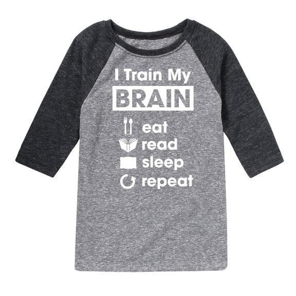 Instant Message - I Train My Brain - Toddler & Youth Raglan Graphic T-Shirt