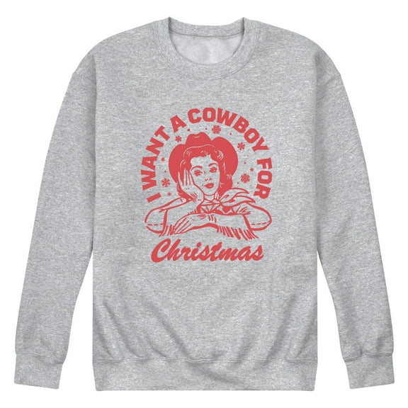 Instant Message - I Want A Cowboy For Christmas Graphic Fleece Sweatshirt