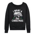 thumbnail image 1 of Instant Message - I Want A Hippopotamus For Christmas - Women's Lightweight French Terry Long Sleeve Shirt, 1 of 6