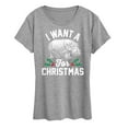 thumbnail image 1 of Instant Message - I Want A Hippopotamus For Christmas - Women's Short Sleeve Graphic T-Shirt, 1 of 6