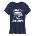 thumbnail image 1 of Instant Message - I Want A Hippopotamus For Christmas - Women's Short Sleeve Graphic T-Shirt, 1 of 6