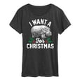 thumbnail image 1 of Instant Message - I Want A Hippopotamus For Christmas - Women's Short Sleeve Graphic T-Shirt, 1 of 6