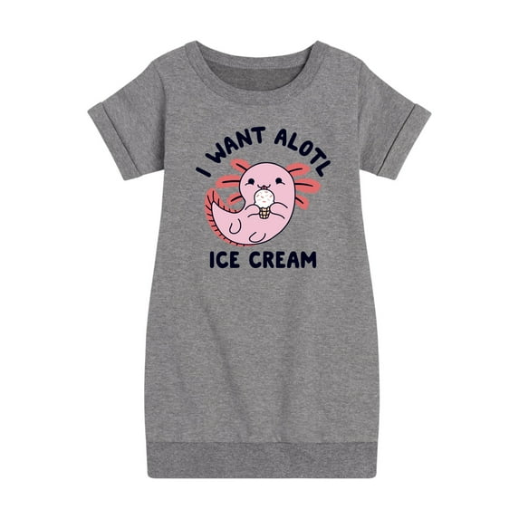 Instant Message - I Want Alotl Ice Cream - Toddler And Youth Girls Fleece Dress
