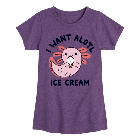 Instant Message - I Want Alotl Ice Cream - Toddler And Youth Girls Short Sleeve Graphic T-Shirt