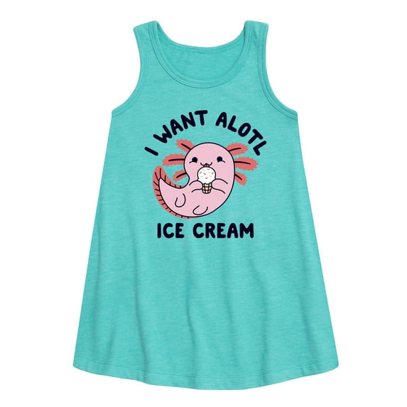 Instant Message - I Want Alotl Ice Cream - Toddler and Youth Girls A-line Dress
