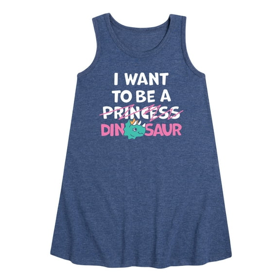 Instant Message - I Want To Be A Dinosaur -Not Princess - Toddler & Youth Girls A-line Dress