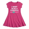 thumbnail image 1 of Instant Message - I Want To Be A Dinosaur -Not Princess - Toddler & Youth Girls Fit & Flare Dress, 1 of 1