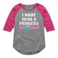 thumbnail image 1 of Instant Message - I Want To Be A Dinosaur -Not Princess - Toddler & Youth Girls Raglan Graphic T-Shirt, 1 of 5
