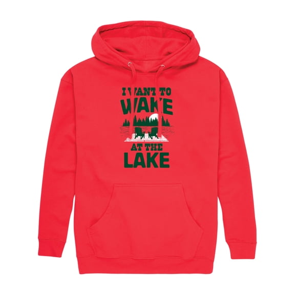 Instant Message - I Want To Wake At The Lake - Men's Pullover Hooded Fleece Sweatshirt