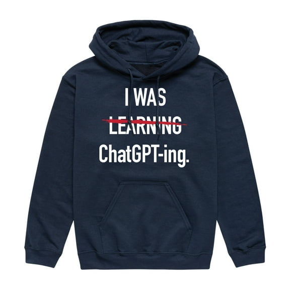 Instant Message - I Was Learning Chatgpting - Men's Pullover Hooded Fleece Sweatshirt