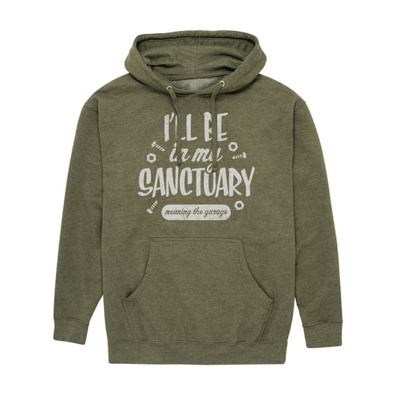 Instant Message - I'll Be In My Sanctuary Garage - Men's Pullover Hooded Fleece Sweatshirt