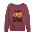 thumbnail image 1 of Instant Message - I'm All Peopled Out Today Mushrooms - Women's Lightweight French Terry Long Sleeve Shirt, 1 of 5